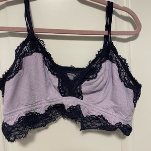Light Purple with Dark Purple Lace Aerie Bralette Size XL